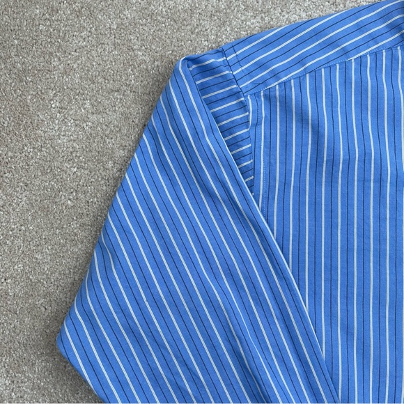 Club Room Shirt Adult Size 17.5 XL Blue Tan Striped Button Up Performance Men - Picture 2 of 14